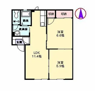 ラ・フォーレ櫛原【1階】の間取り