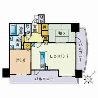 パレスト博多【7階】の間取り