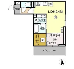 DーROOM西町【1階】の間取り