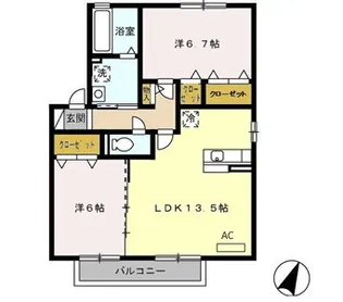 ドエル古賀【B203号室】の間取り