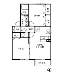 ヴェル・フォンセみやきA棟【1階】の間取り