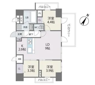 MODERN PALAZZO 天神南Ⅱ【10階】の間取り
