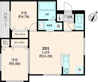 プリメイロ【201●号室】の間取り
