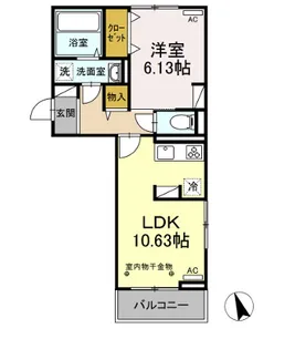 エスポワール合川【B203号室】の間取り