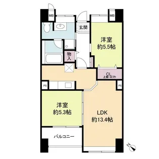 レジディア天神南【12階】の間取り