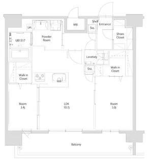 エンクレスト博多PARKSIDE【14階】の間取り