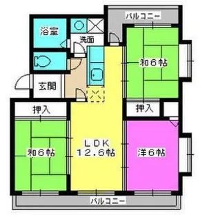 カームヒルズ板付【4階】の間取り