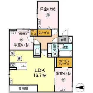 トリシア長丘【1階】の間取り
