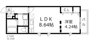 グレージュ大橋【3階】の間取り