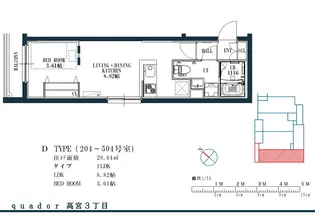 quador高宮3丁目【304●号室】の間取り