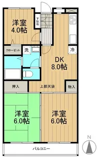 パストラル雪ヶ坂【0302号室】の間取り