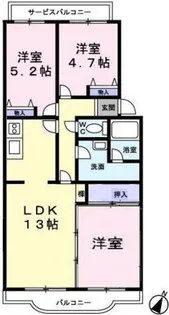 オー・クレール津久井浜【0202号室】の間取り