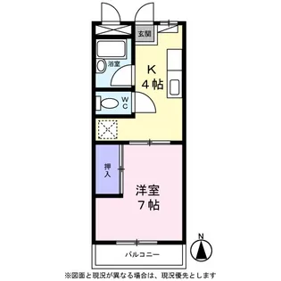 ラ・カーサ田尻【0105号室】の間取り