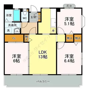 ボヌール河本【0101号室】の間取り