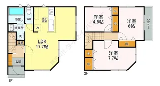 神奈川県横浜市港北区綱島西6丁目【テラスハウス】の間取り