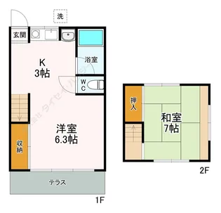 神奈川県横浜市港北区新吉田町【テラスハウス】の間取り