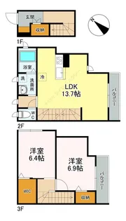 アイムタウン千駄木【0201号室】の間取り