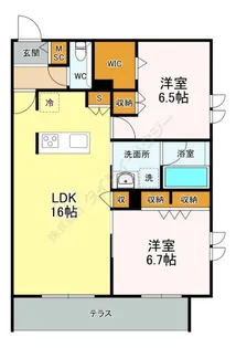 プリムヴェール【1階】の間取り