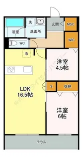 プリムヴェール【1階】の間取り