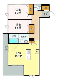 プリムヴェール【1階】の間取り
