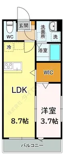 IM二和【0101号室】の間取り