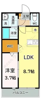 IM二和【0302号室】の間取り
