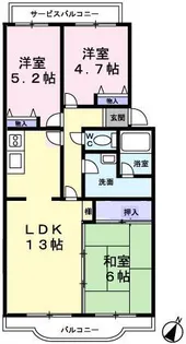 オー・クレール津久井浜【0302号室】の間取り
