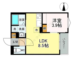グロウランス薬師堂Ⅱ【0101号室】の間取り