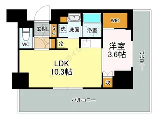 パークタワー向ヶ丘遊園【0611号室】の間取り