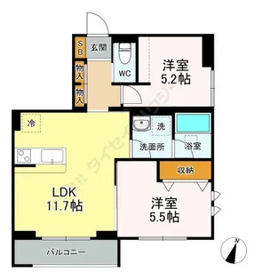 コルディアル飯塚【101号室】の間取り