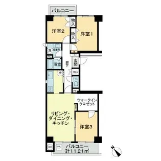 ニューシテイ東戸塚、南の街壱号館【10階】の間取り