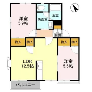 ライフタウニーB街区 6号棟【2階】の間取り