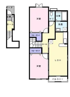 ジュネス感田B【2階】の間取り