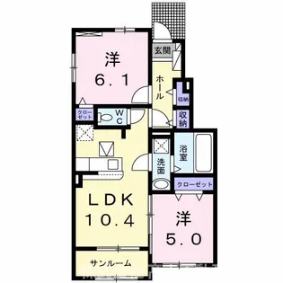 ルタン木屋瀬【1階】の間取り