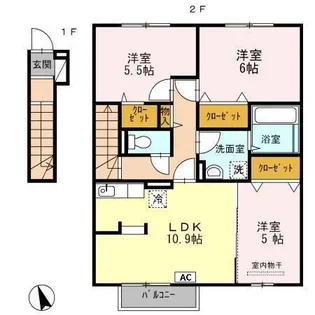 サンセールはぶ 南【2階】の間取り