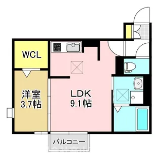 モアプラス東鳴水【105号室】の間取り