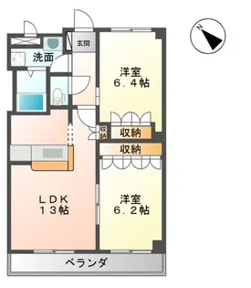 レジデンス若宮インターB【2階】の間取り