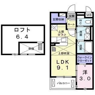 1LDKの間取り画像