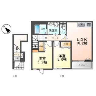 仮称)泉大津市綾井新築アパート【2階】の間取り