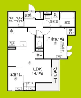 CASA MUKAINO【3階】の間取り