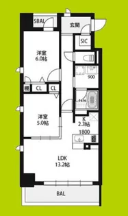 エーレックス西宮【2階】の間取り