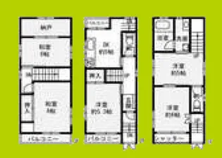 大阪府大阪市平野区瓜破東5丁目【一戸建】の間取り