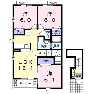 ラ・ソルティ【2階】の間取り