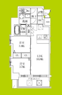 スプランディッド弁天町DUE【2階】の間取り