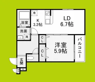1LDKの間取り画像