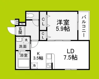 1LDKの間取り画像