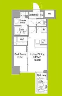 コンフォリア・リヴ桜川ソルテラス【8階】の間取り