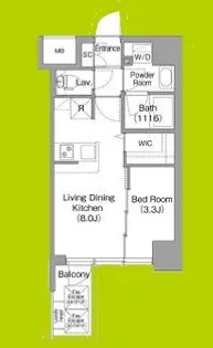 コンフォリア・リヴ桜川ソルテラス【9階】の間取り