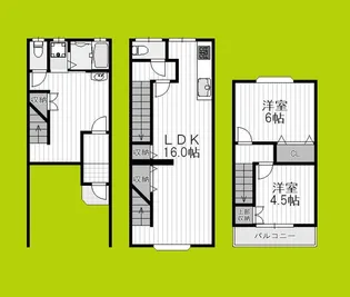 大阪府大阪市阿倍野区共立通1丁目【一戸建】の間取り