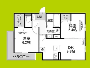 上甲子園廣和レジデンス【2階】の間取り
